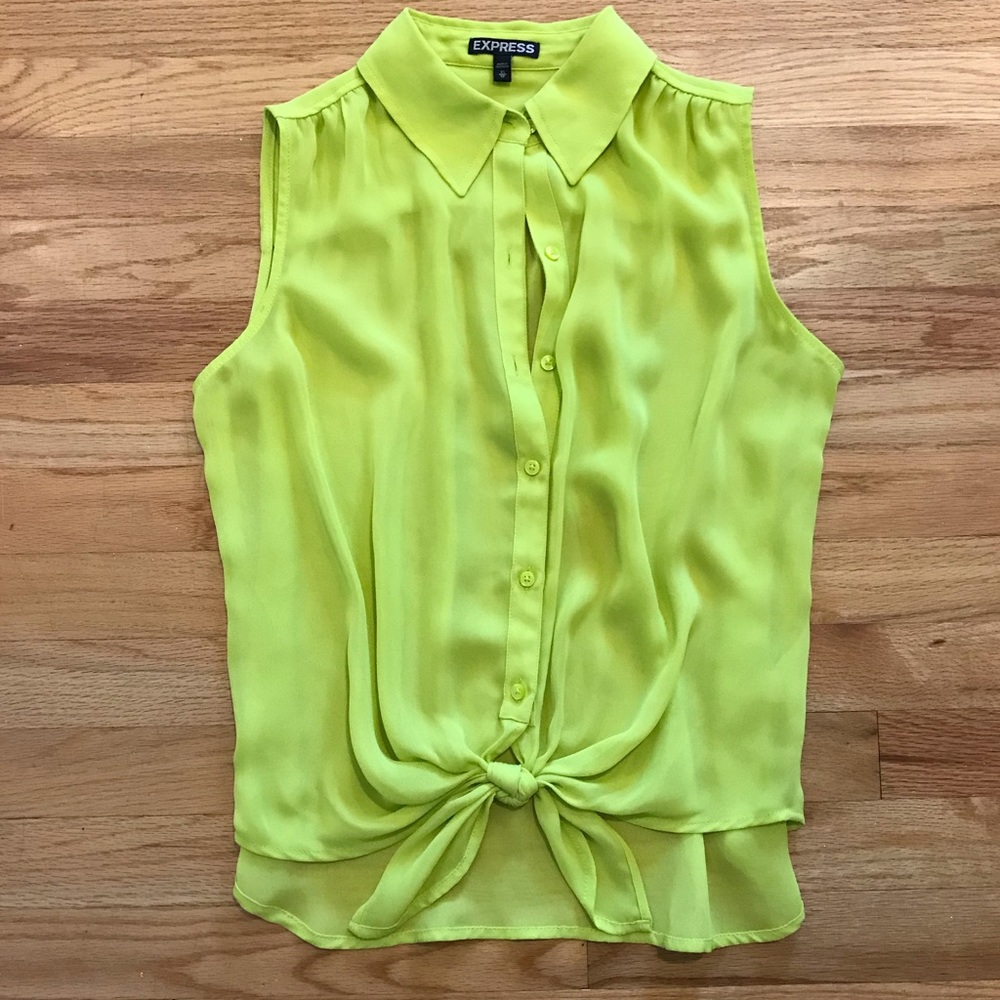 Bright green sleeveless blouse